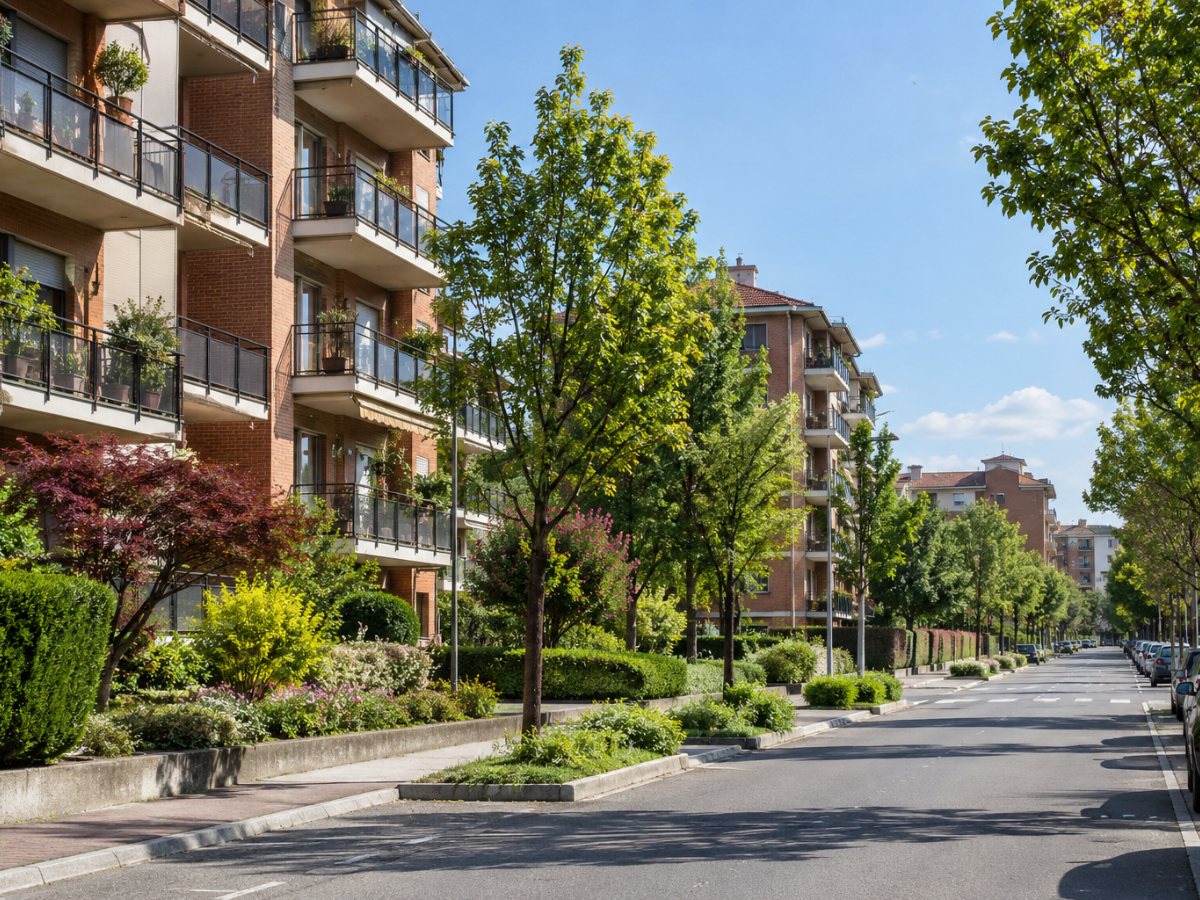 Viale residenziale di Borgaro Torinese