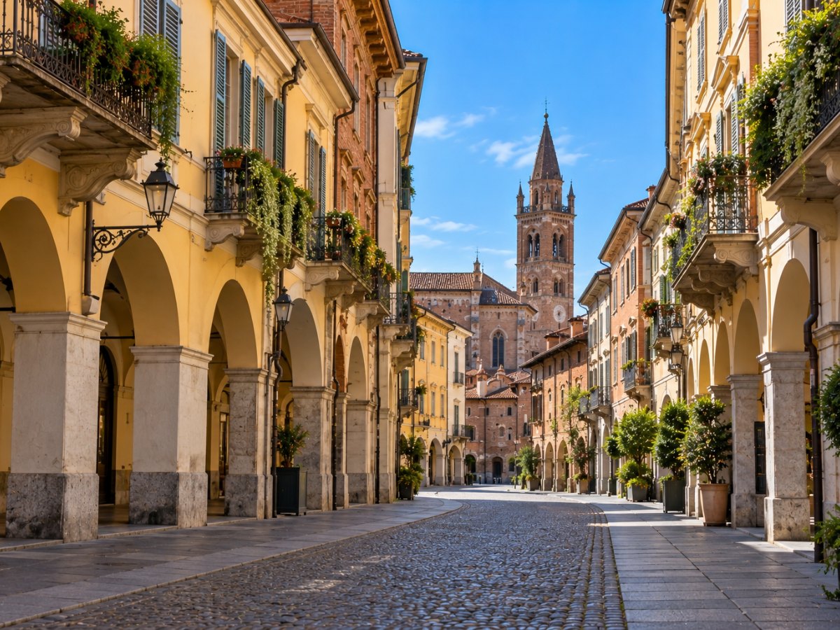 Via con portici nel centro storico di Chieri