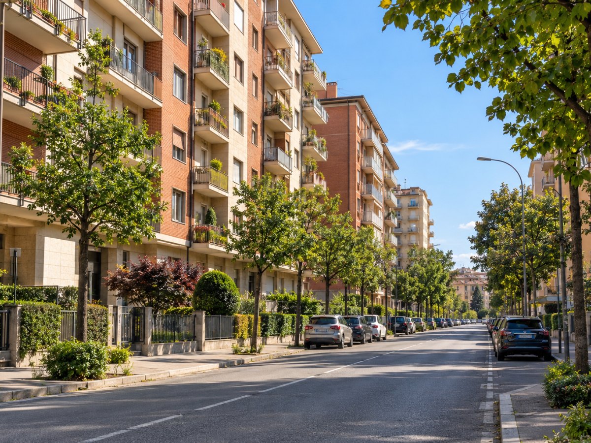 Via residenziale di Nichelino con condomini